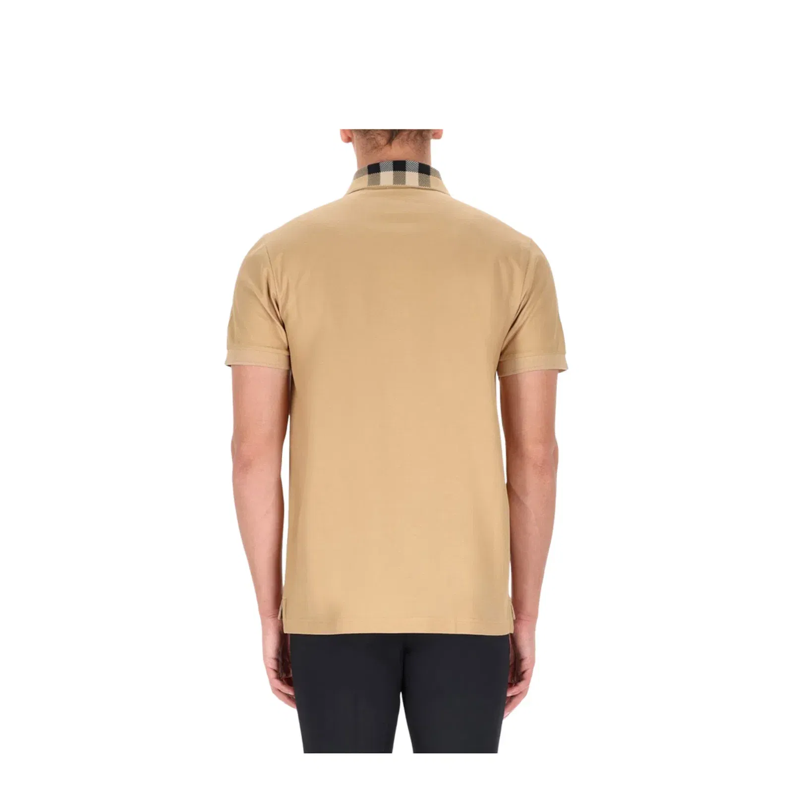 Check Collar Cotton Polo Shirt