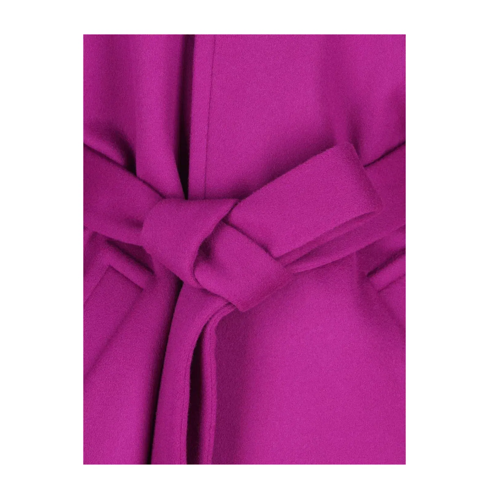 Boxy Belted Coat in Wool in Purple