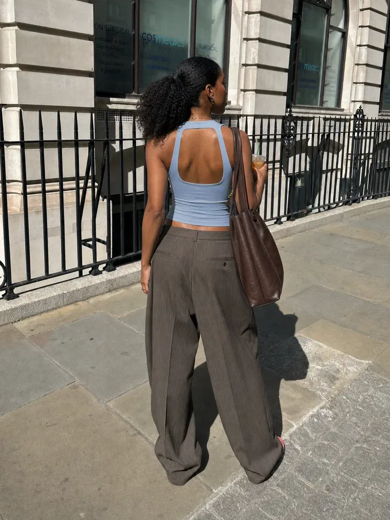 Be Autyst Halter Neck Powder Blue Top
