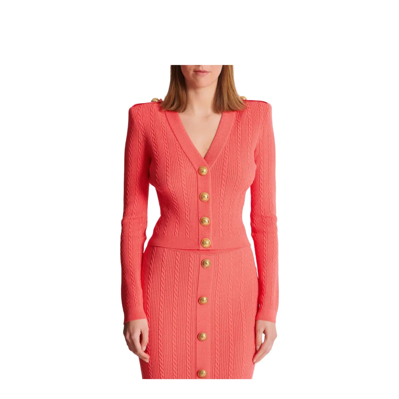 Long-sleeved cable-knit cardigan