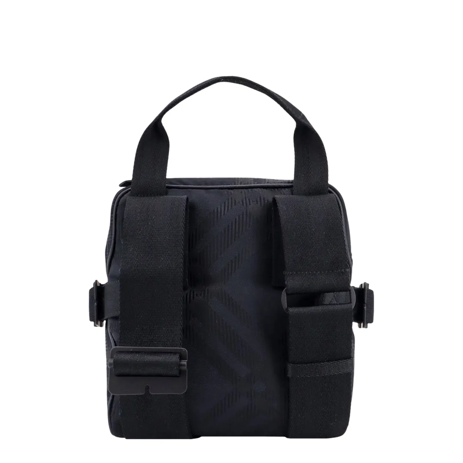 Check Jacquard Crossbody Bag in Black Polyamide