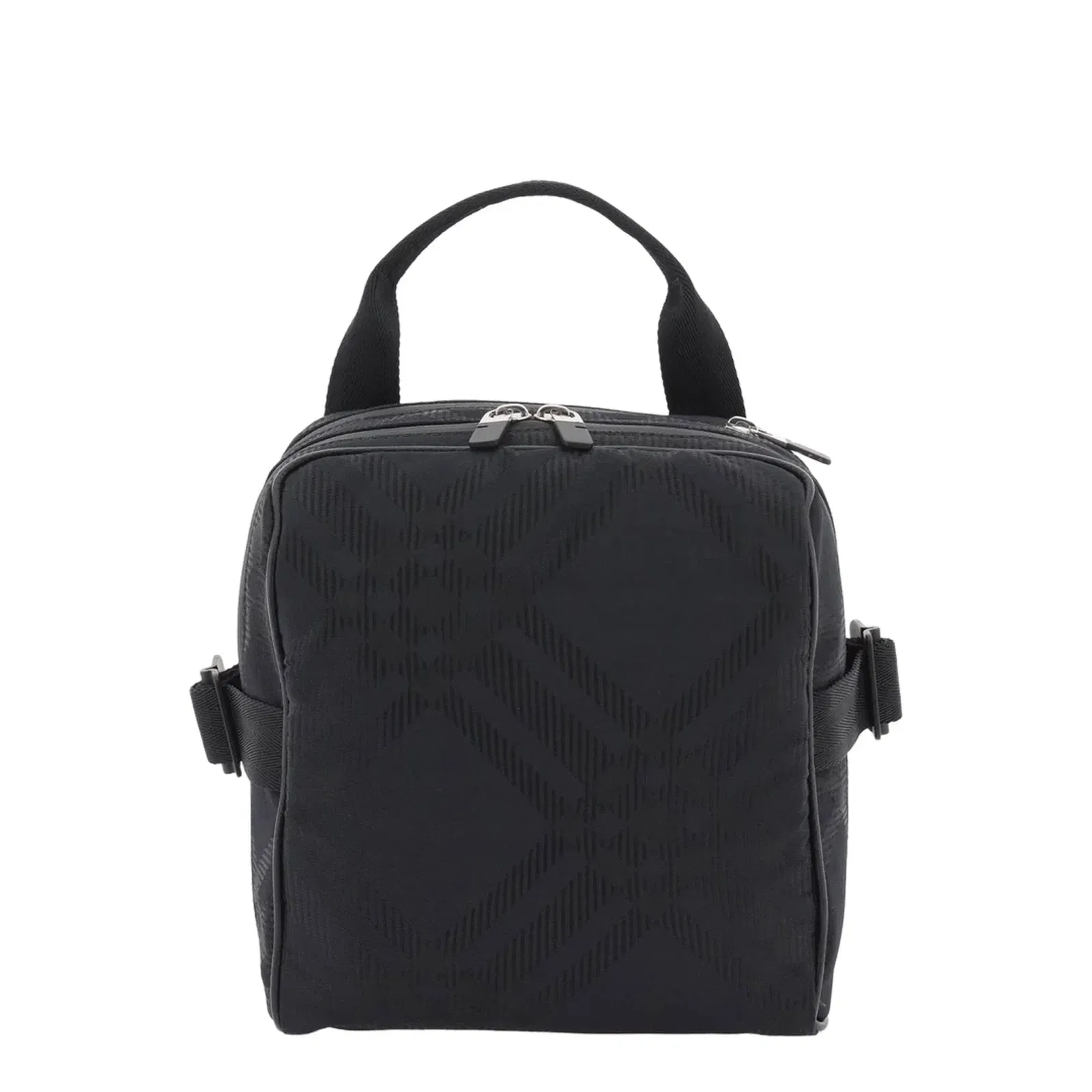 Check Jacquard Crossbody Bag in Black Polyamide