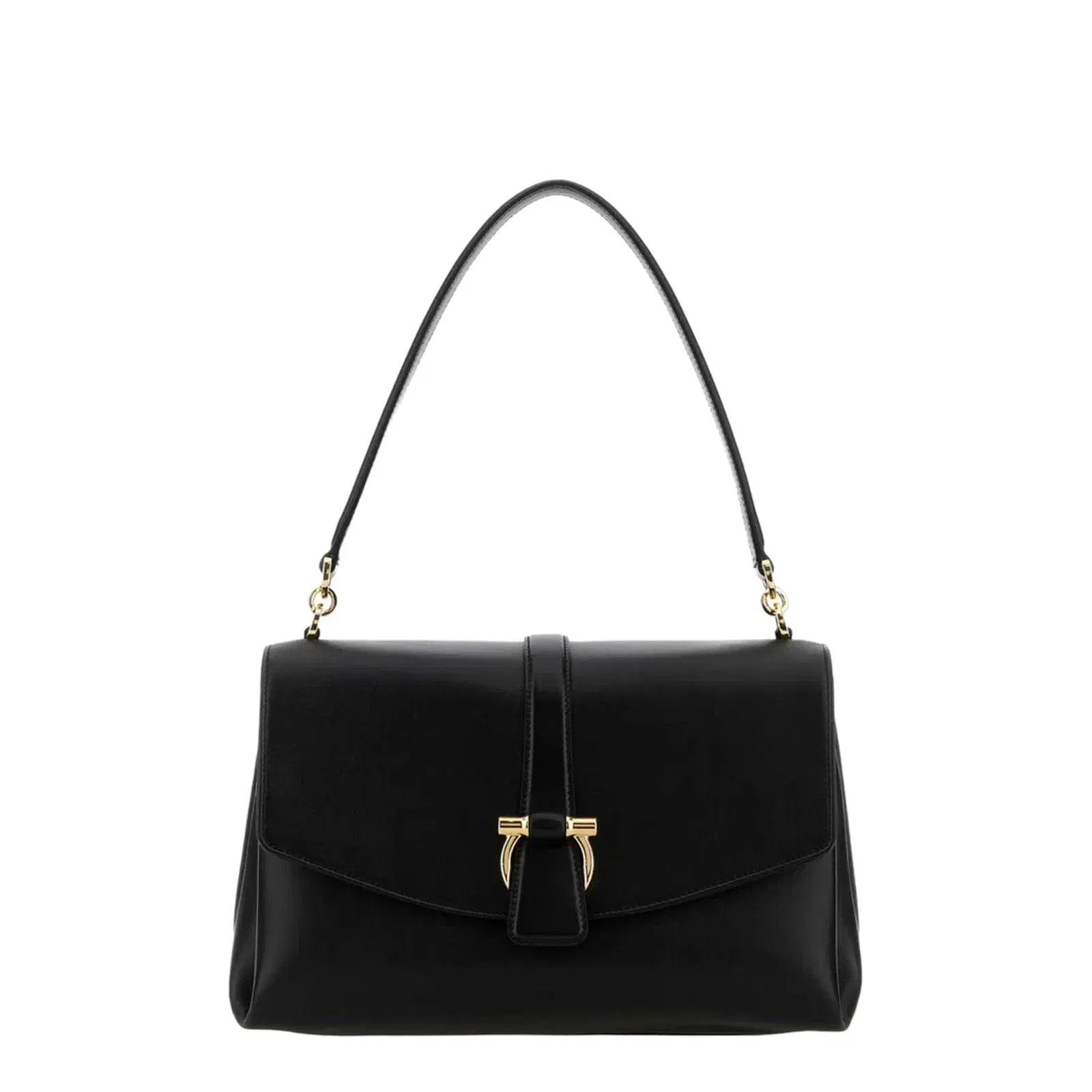Front Flap Shoulder Bag - Black