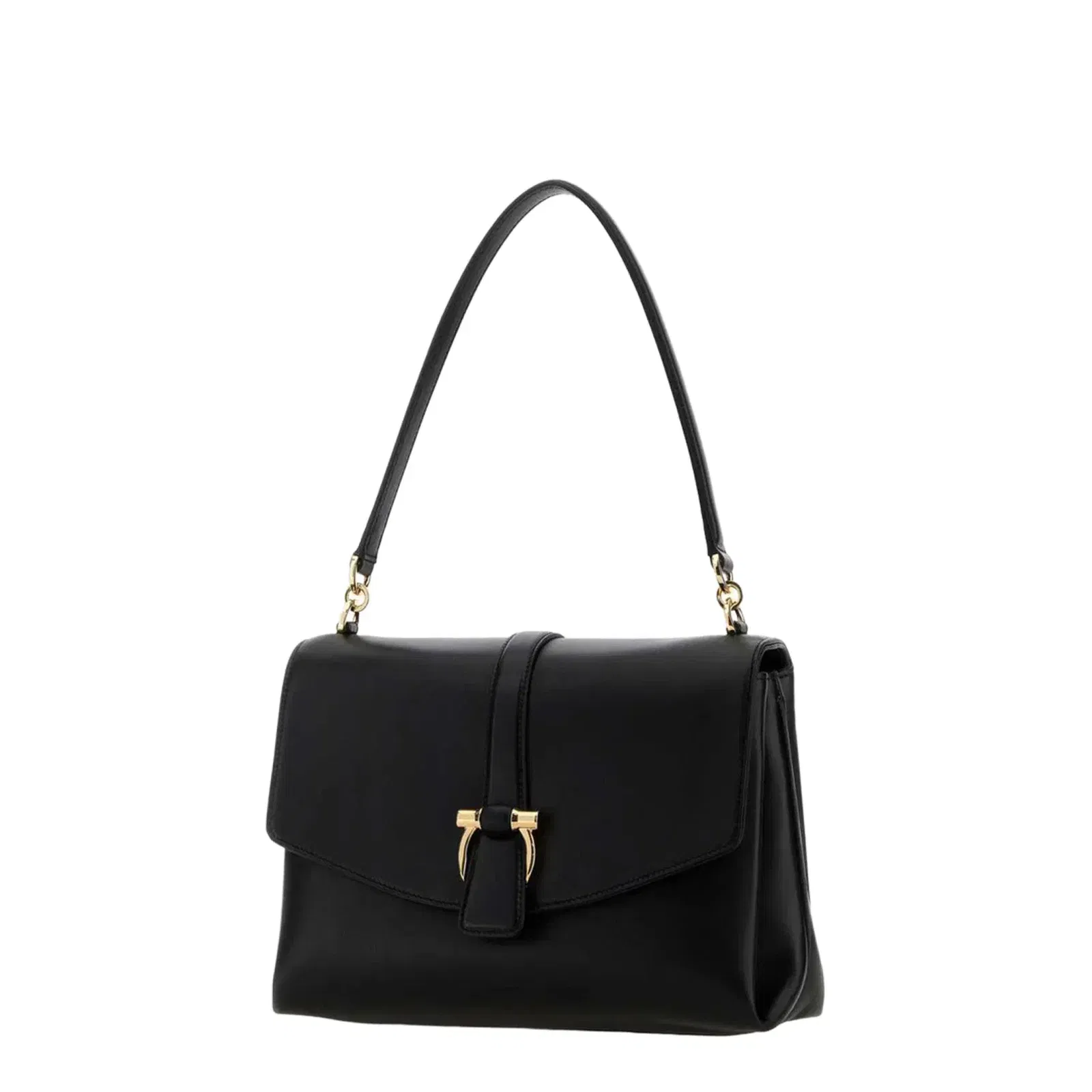 Front Flap Shoulder Bag - Black