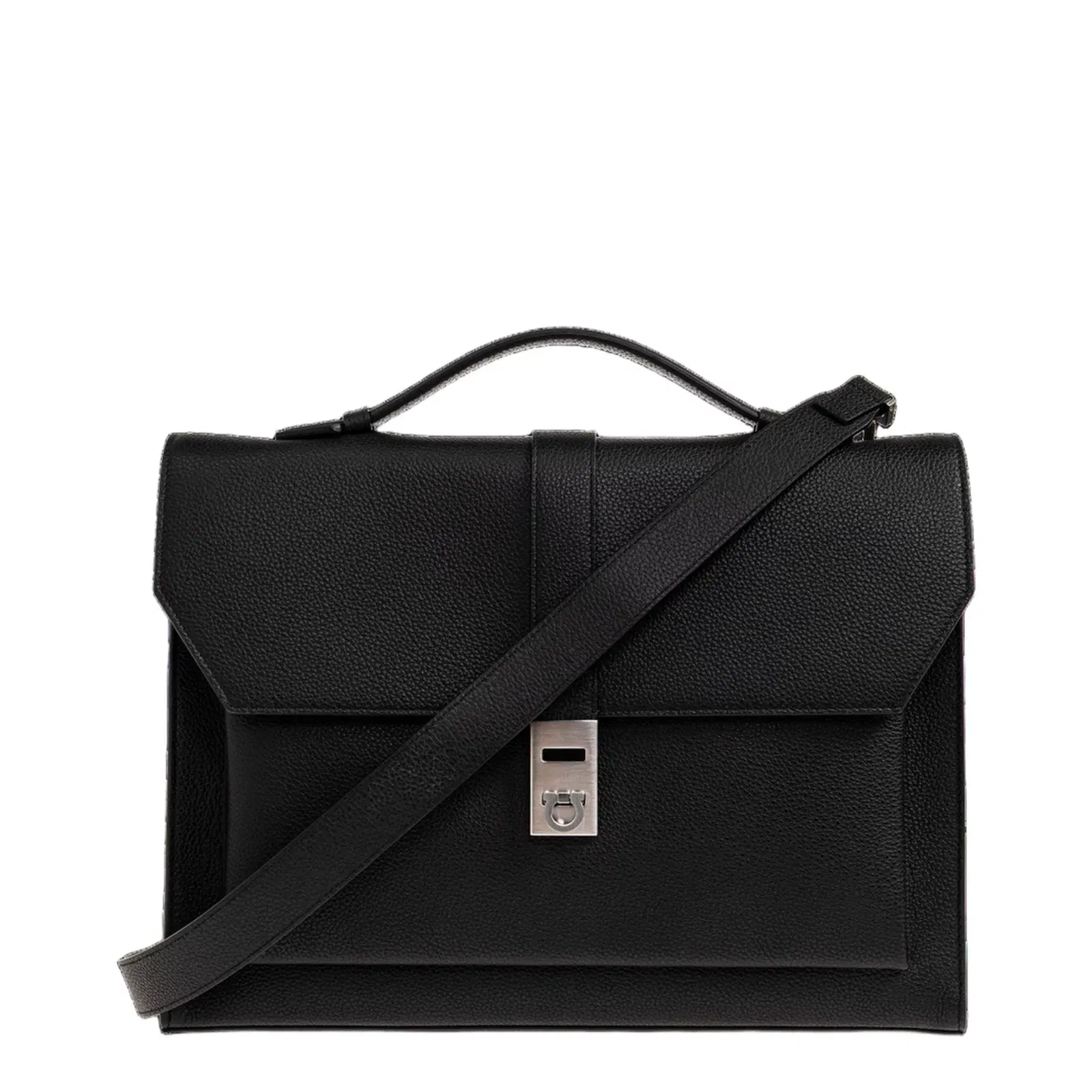 Hug Leather Briefcase - Black