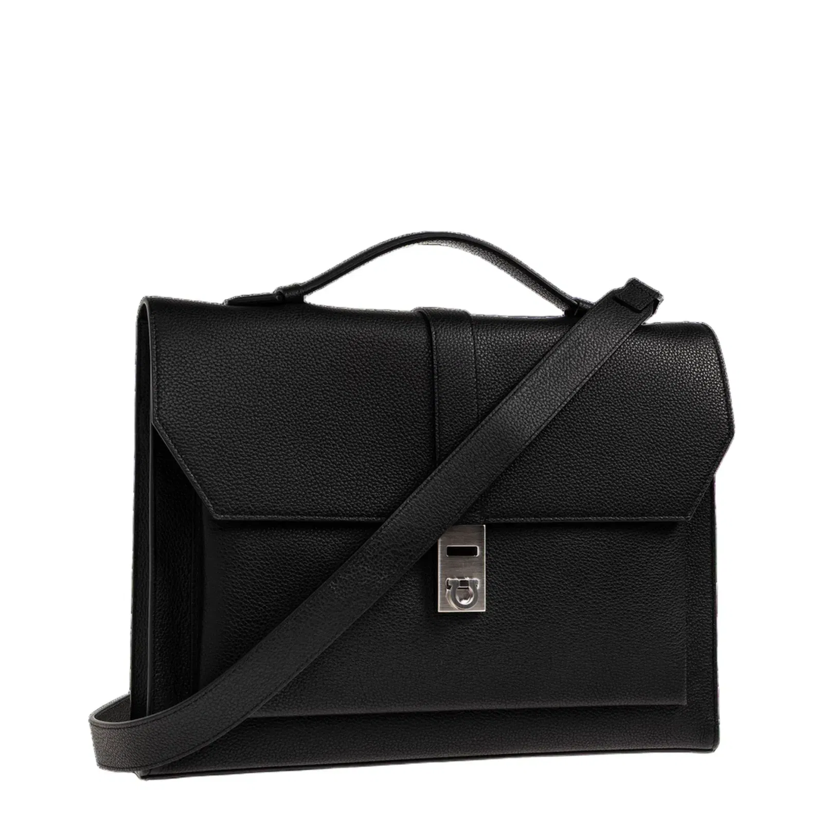 Hug Leather Briefcase - Black