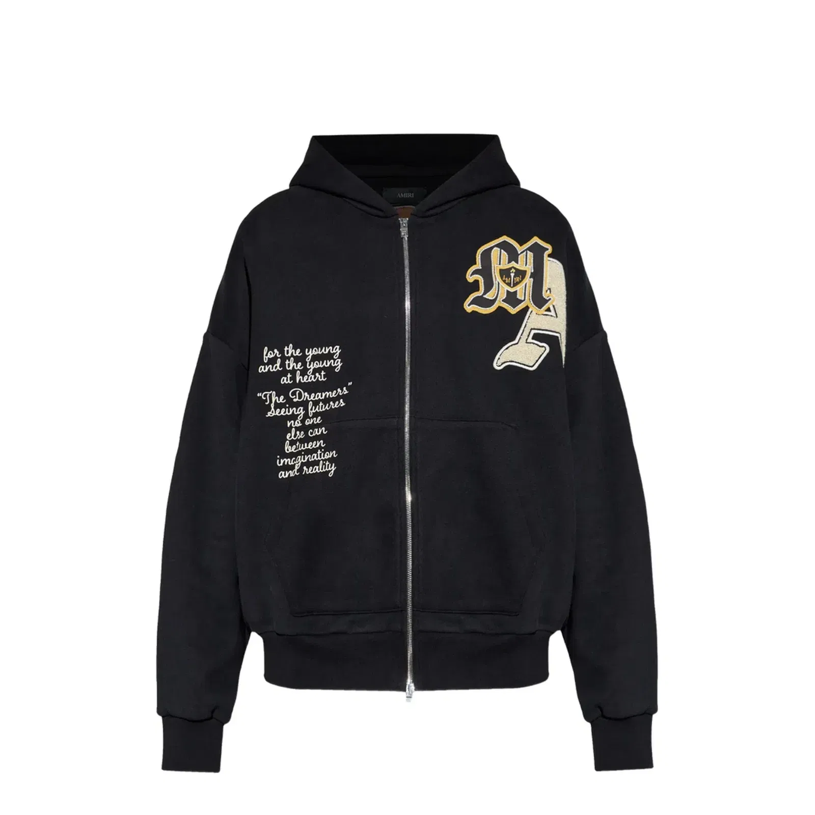 Patches Zipped Hoodie - Black