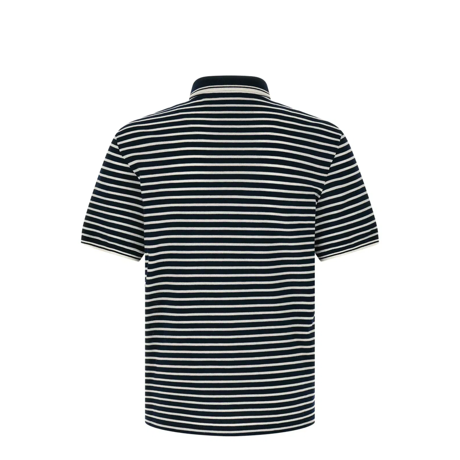 Striped Cotton Pique Polo Shirt - Black