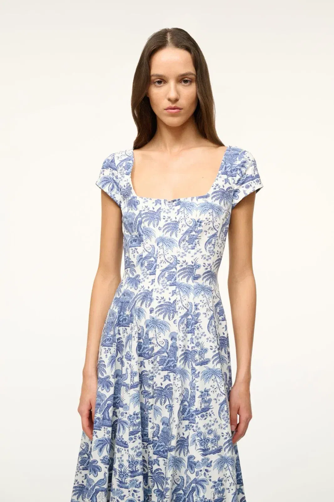 SHORT SLEEVE WELLS DRESS BLUE TOILE
