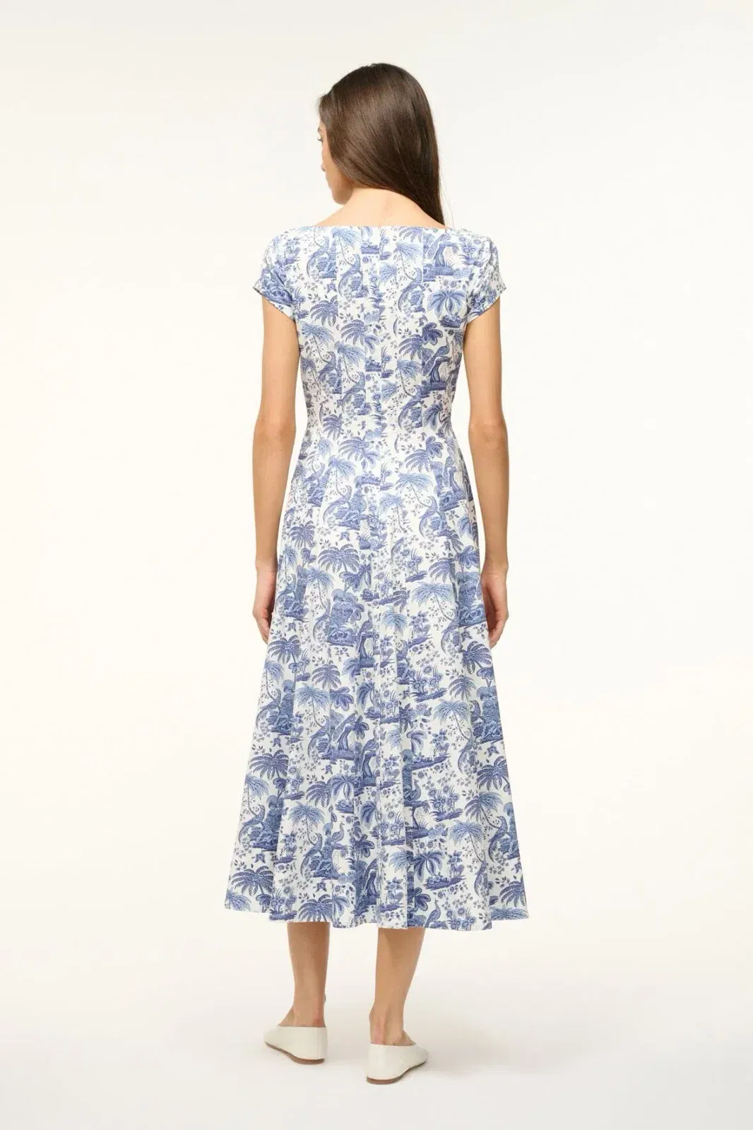 SHORT SLEEVE WELLS DRESS BLUE TOILE