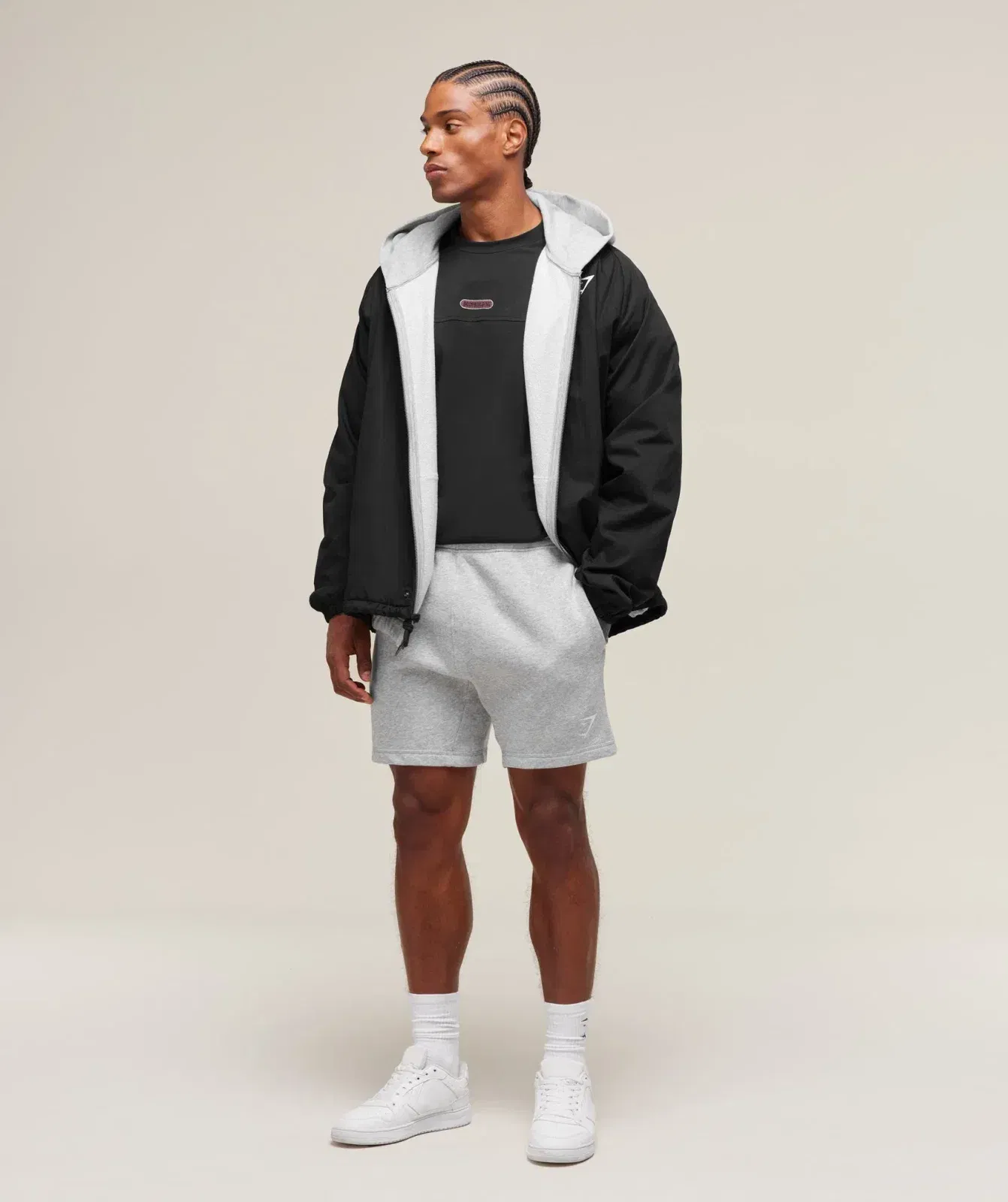 Gymshark Crest 7" Shorts Light Grey Marl