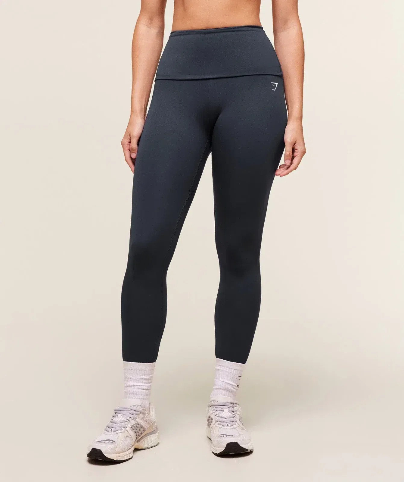 Women's Gymshark Training Foldover Leggings Heavy Blue