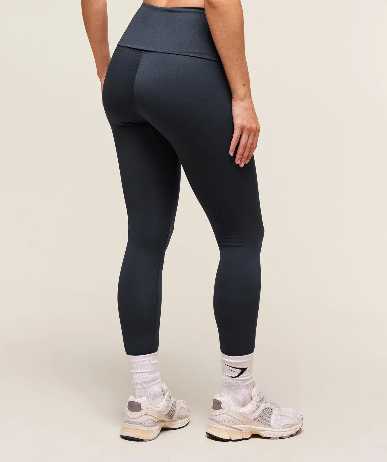 Women's Gymshark Training Foldover Leggings Heavy Blue