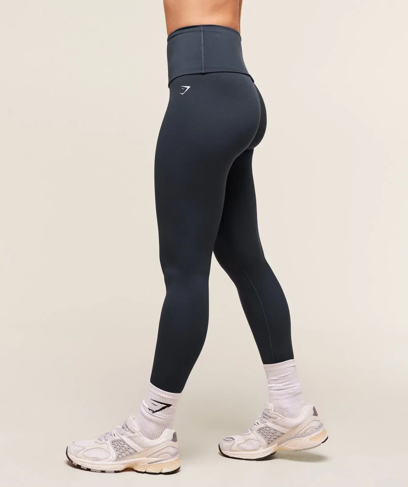 Women's Gymshark Training Foldover Leggings Heavy Blue