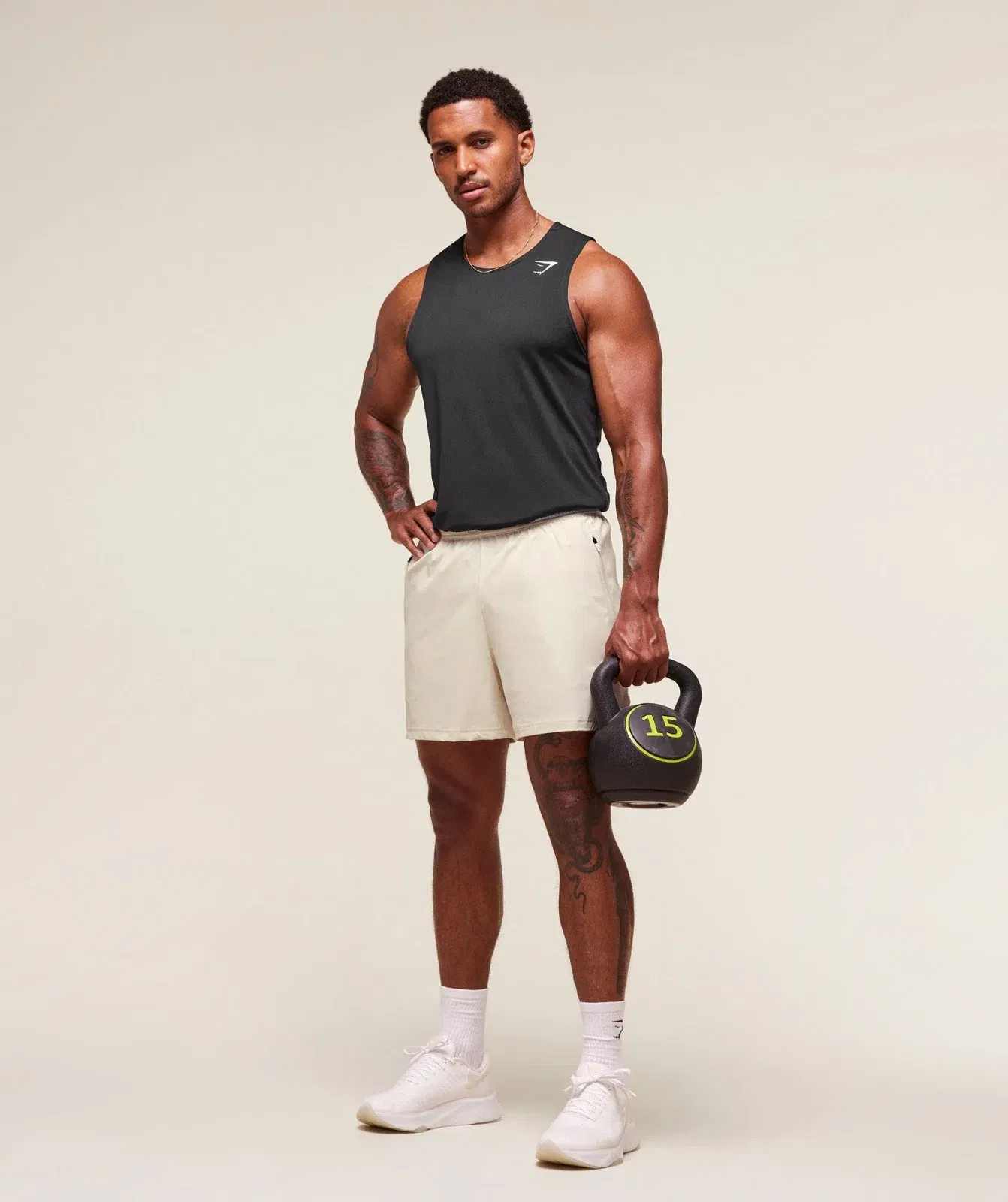 Gymshark Fit Elite 5" Shorts "Oat White"