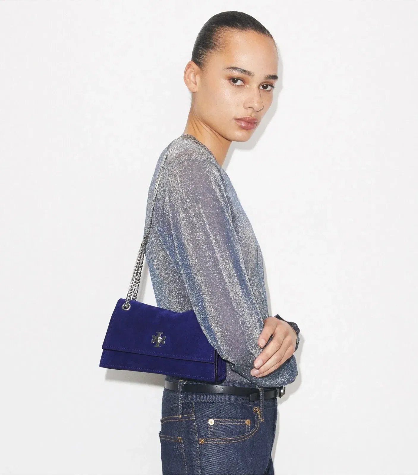Mini Kira Turnlock Suede Shoulder Bag