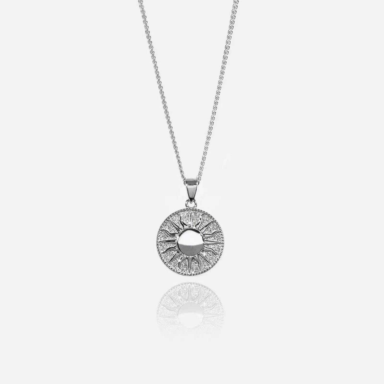 Sun & Moon Pendant with Curb Chain