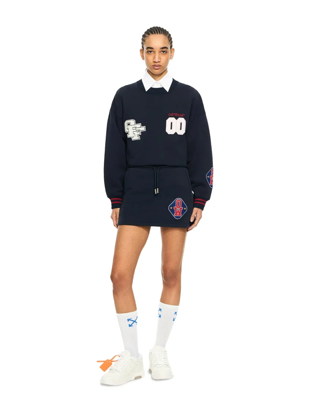 Off White Royal Patch Crop Sweatshirt