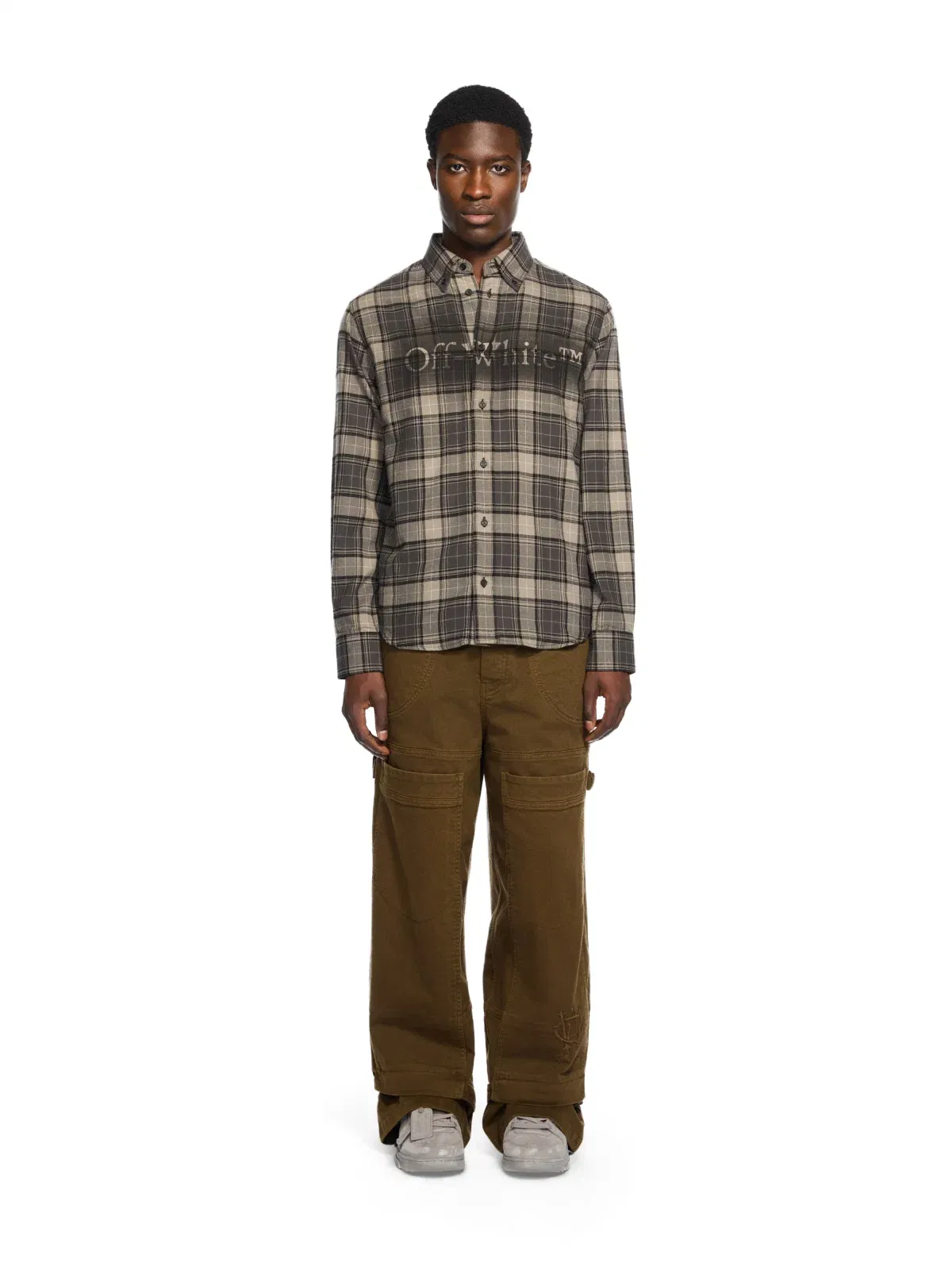 Off White Spray Book Check Flannel Shirt