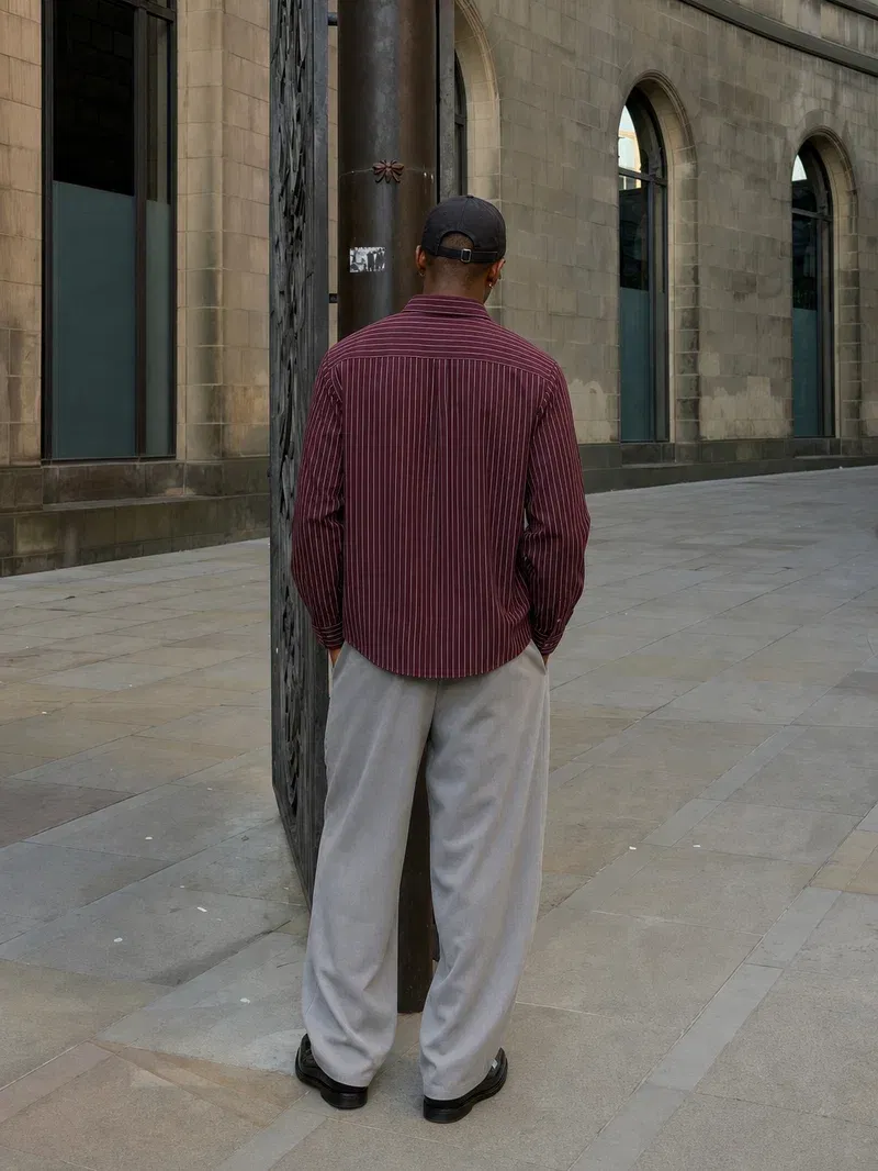 Valencrest Signature Stripe Shirt - Bordeaux Rouge
