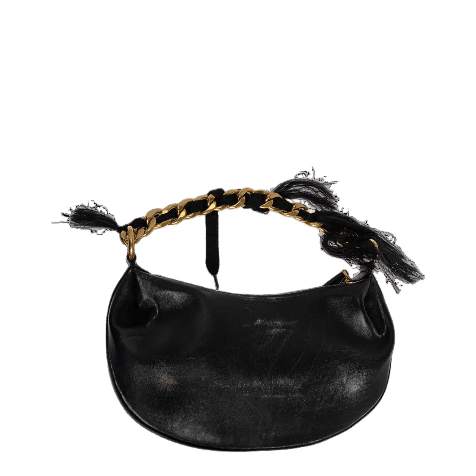 Leather Shoulder Bag Vintage Effect - Black