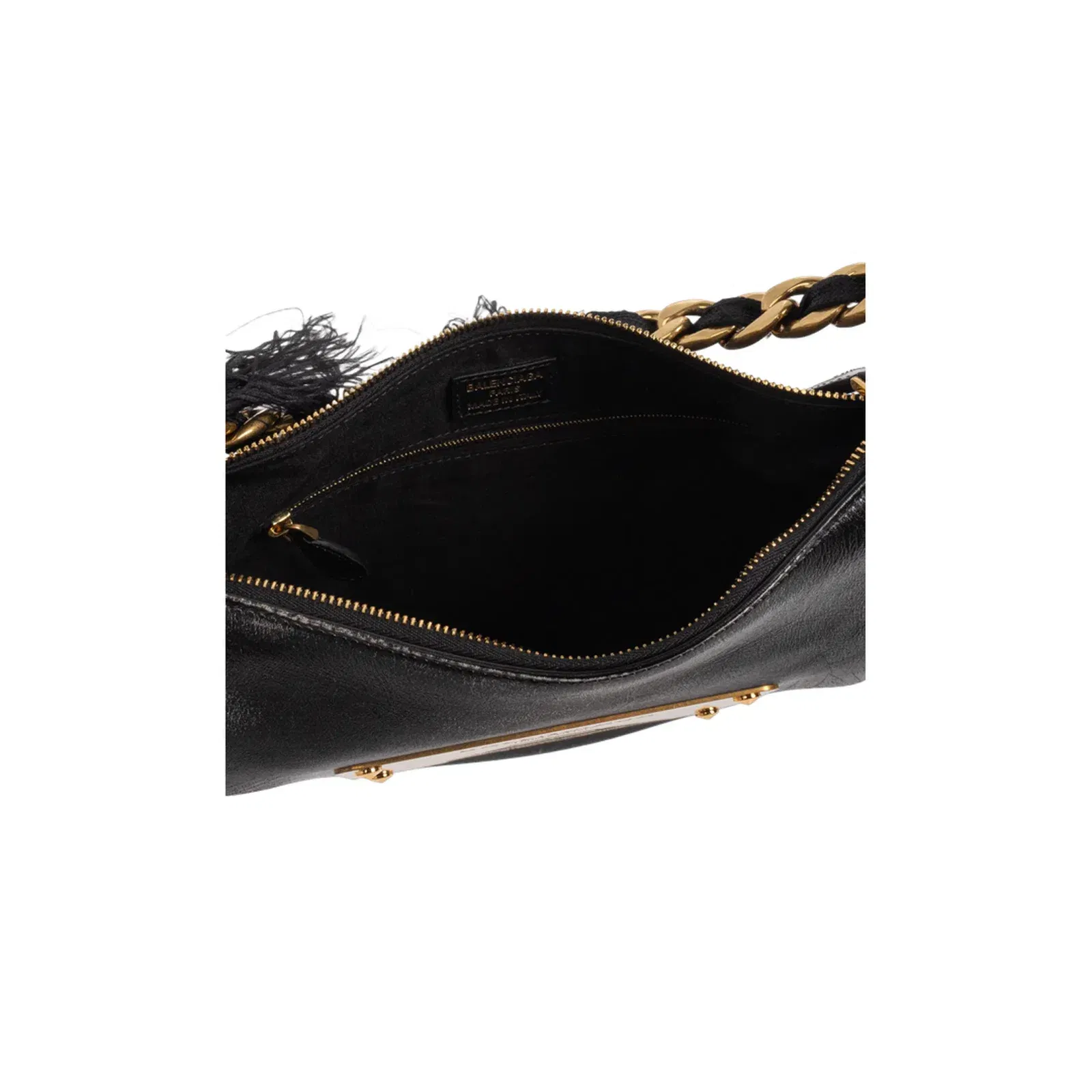 Leather Shoulder Bag Vintage Effect - Black