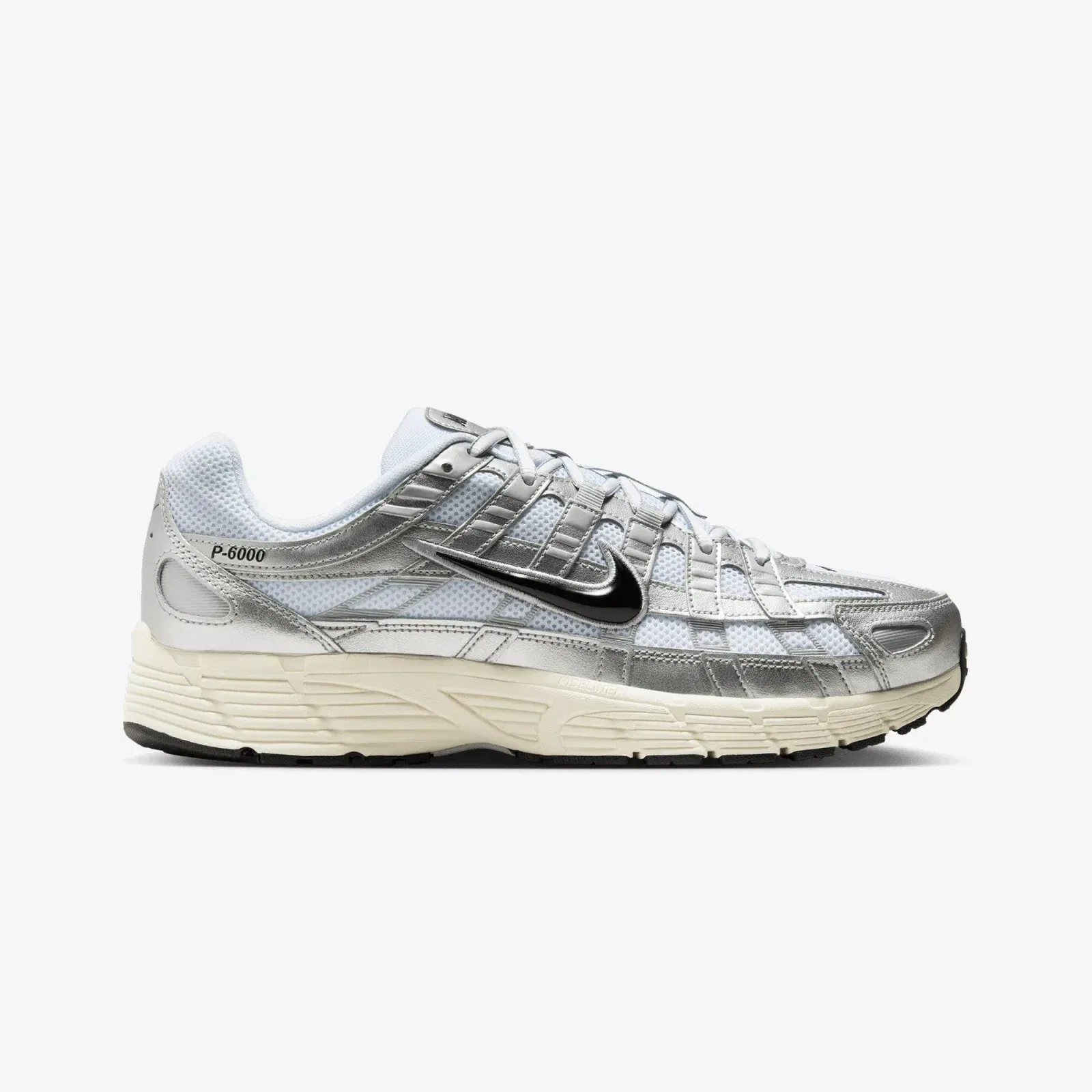 Nike P-6000 { WHITE/BLACK-METALLIC SILVER-FLT SILVER