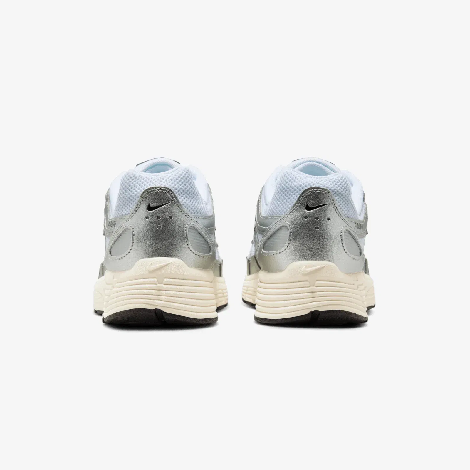 Nike P-6000 { WHITE/BLACK-METALLIC SILVER-FLT SILVER