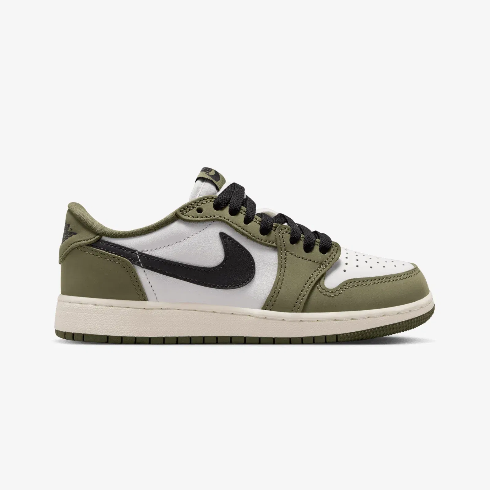 JORDAN AIR JORDAN 1 RETRO LOW { MEDIUM OLIVE/SUMMIT WHITE