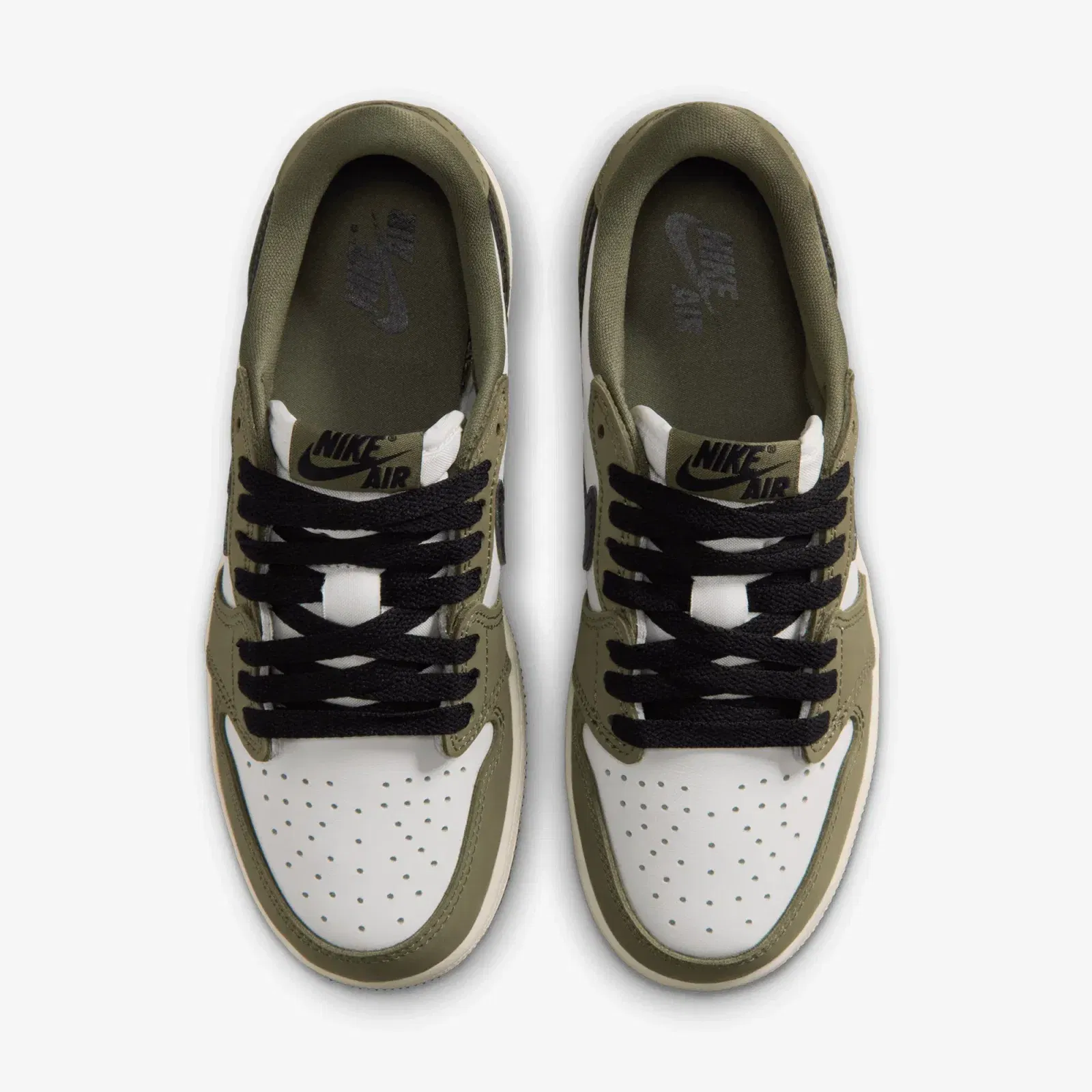 JORDAN AIR JORDAN 1 RETRO LOW { MEDIUM OLIVE/SUMMIT WHITE