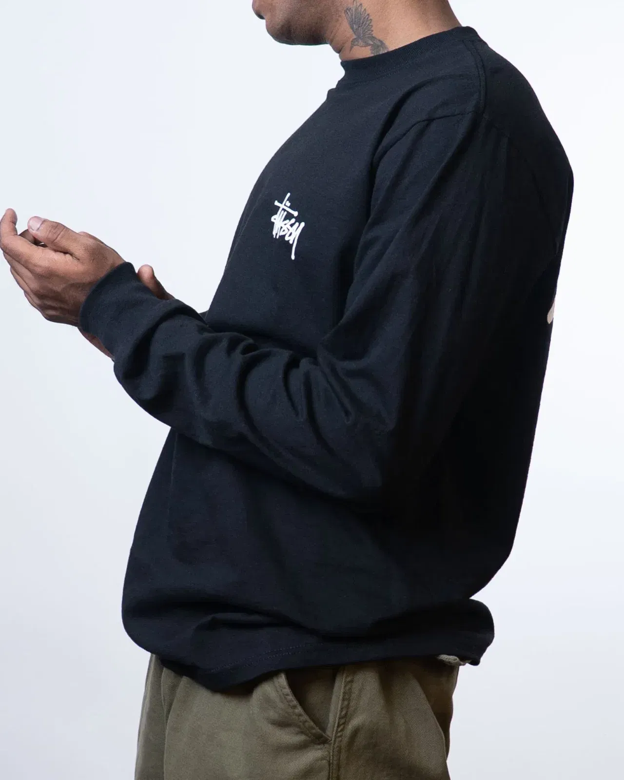 Stussy Basic Long Sleeve Black T-Shirt (M)