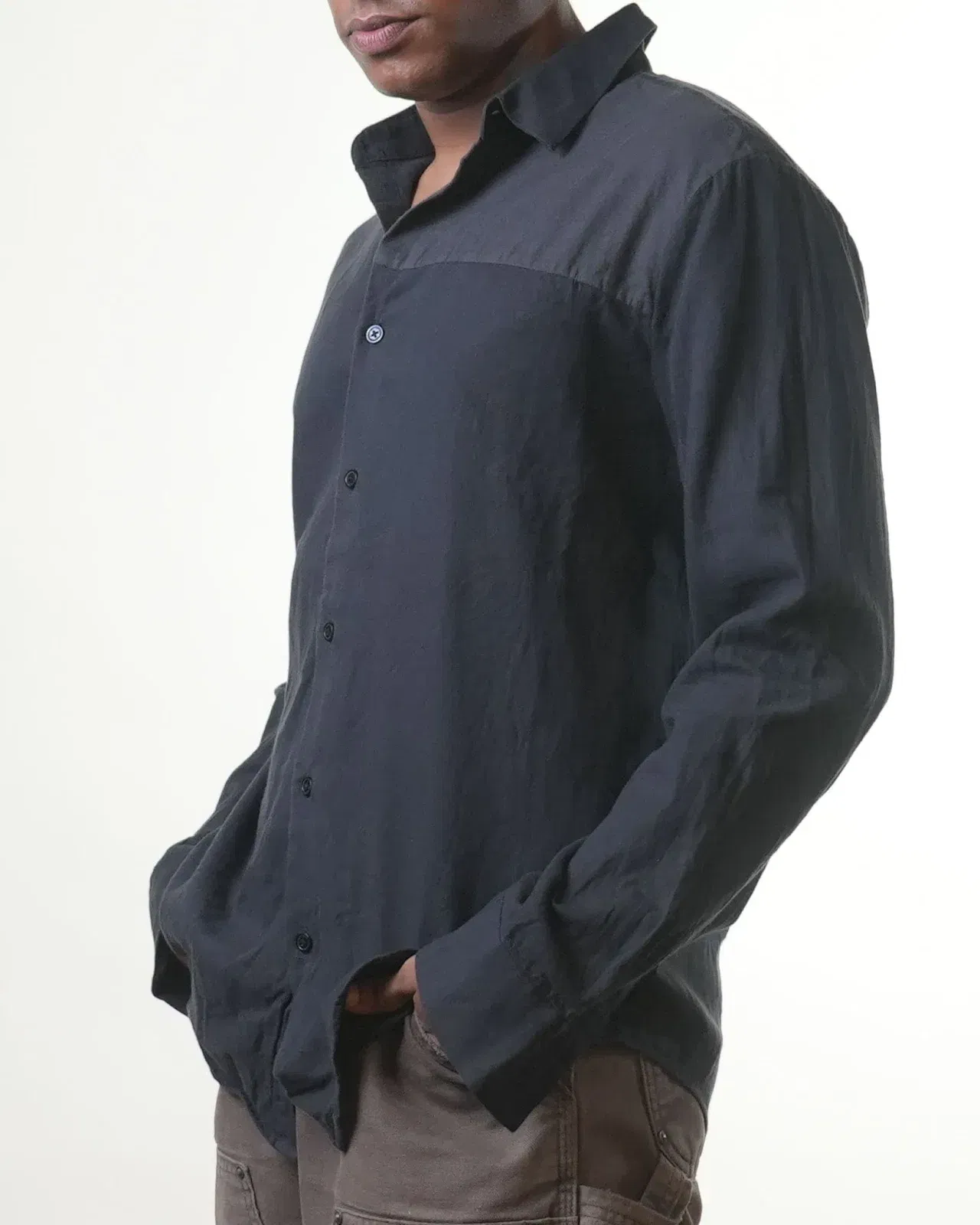 Calvin Klein Black & Grey Colourblocked Shirt (L)
