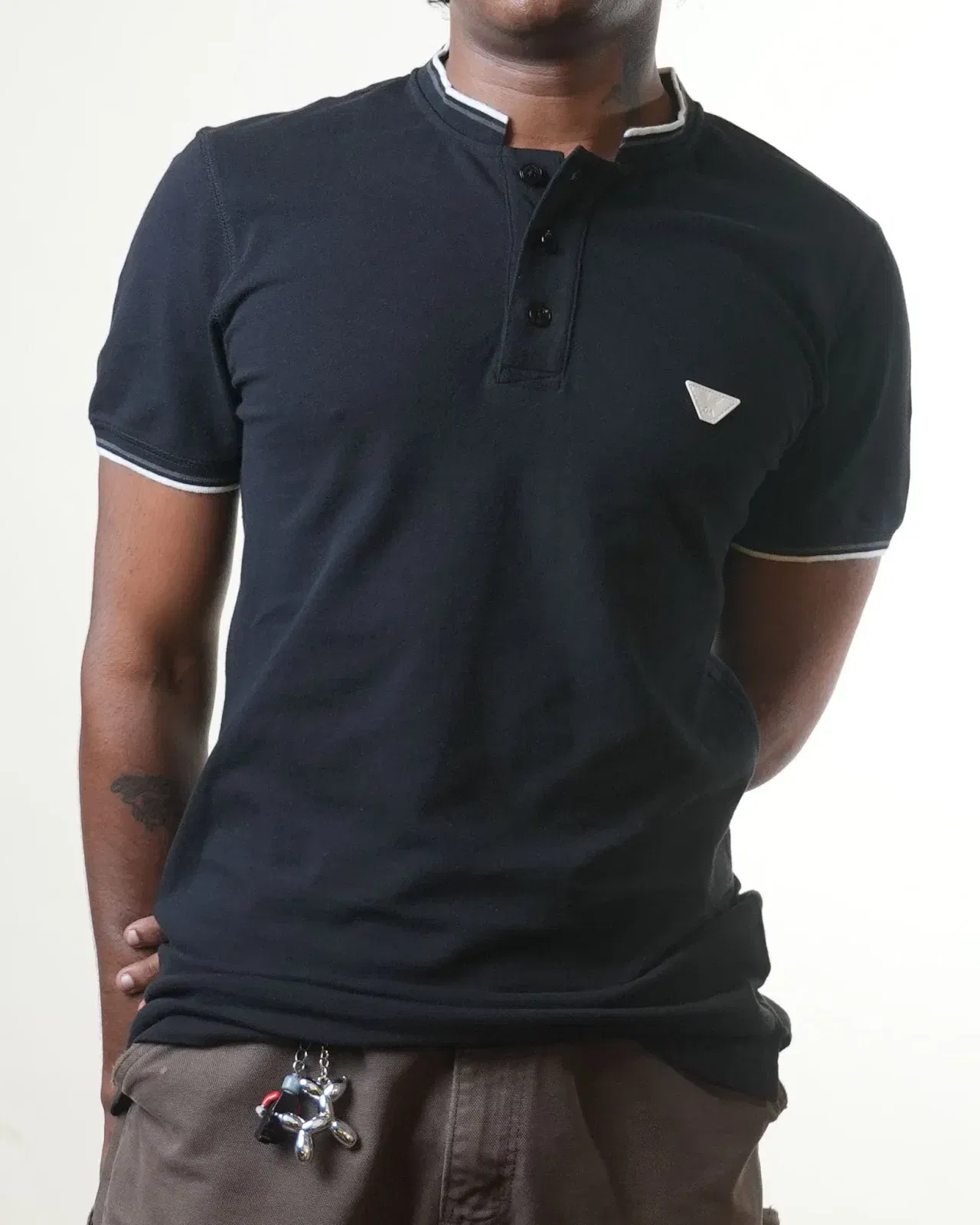 Emporio Armani Black Henleyneck T-Shirt (L)