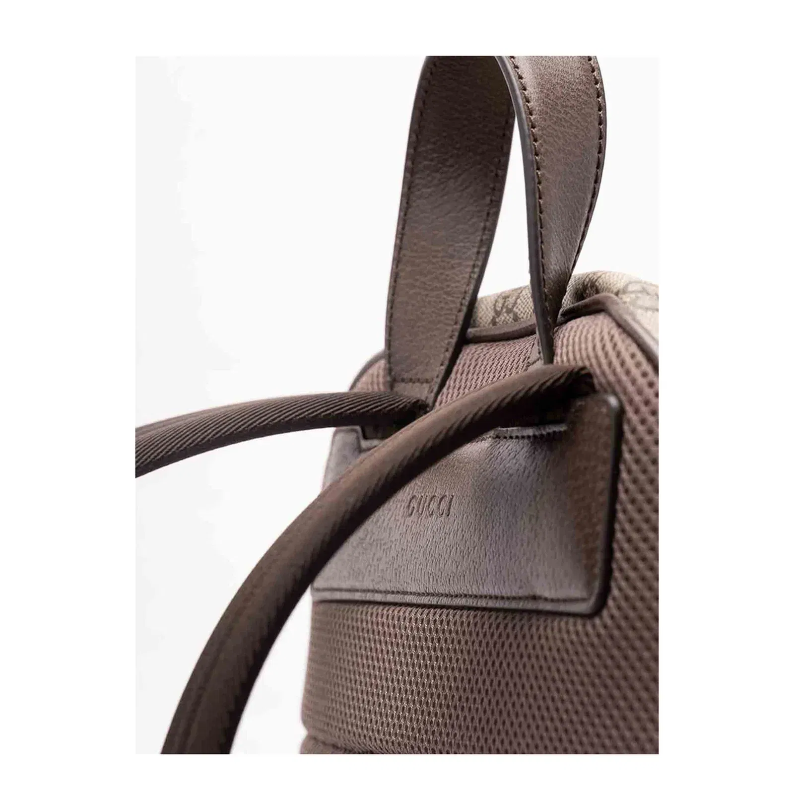 Medium Backpack in Beige and Dark Brown Fabric