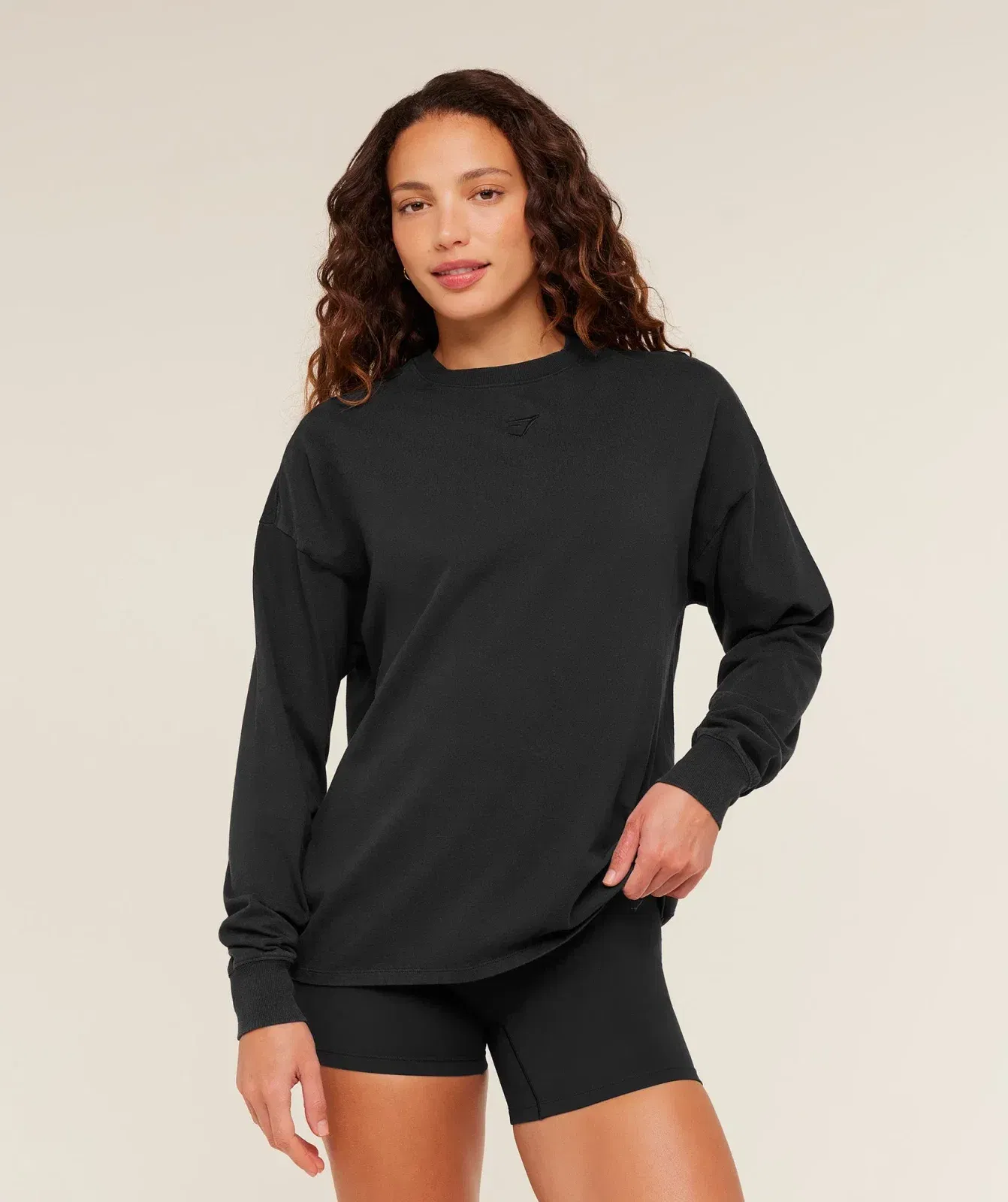 Gymshark Power Washed Long Sleeve Top - Black/Acid Wash