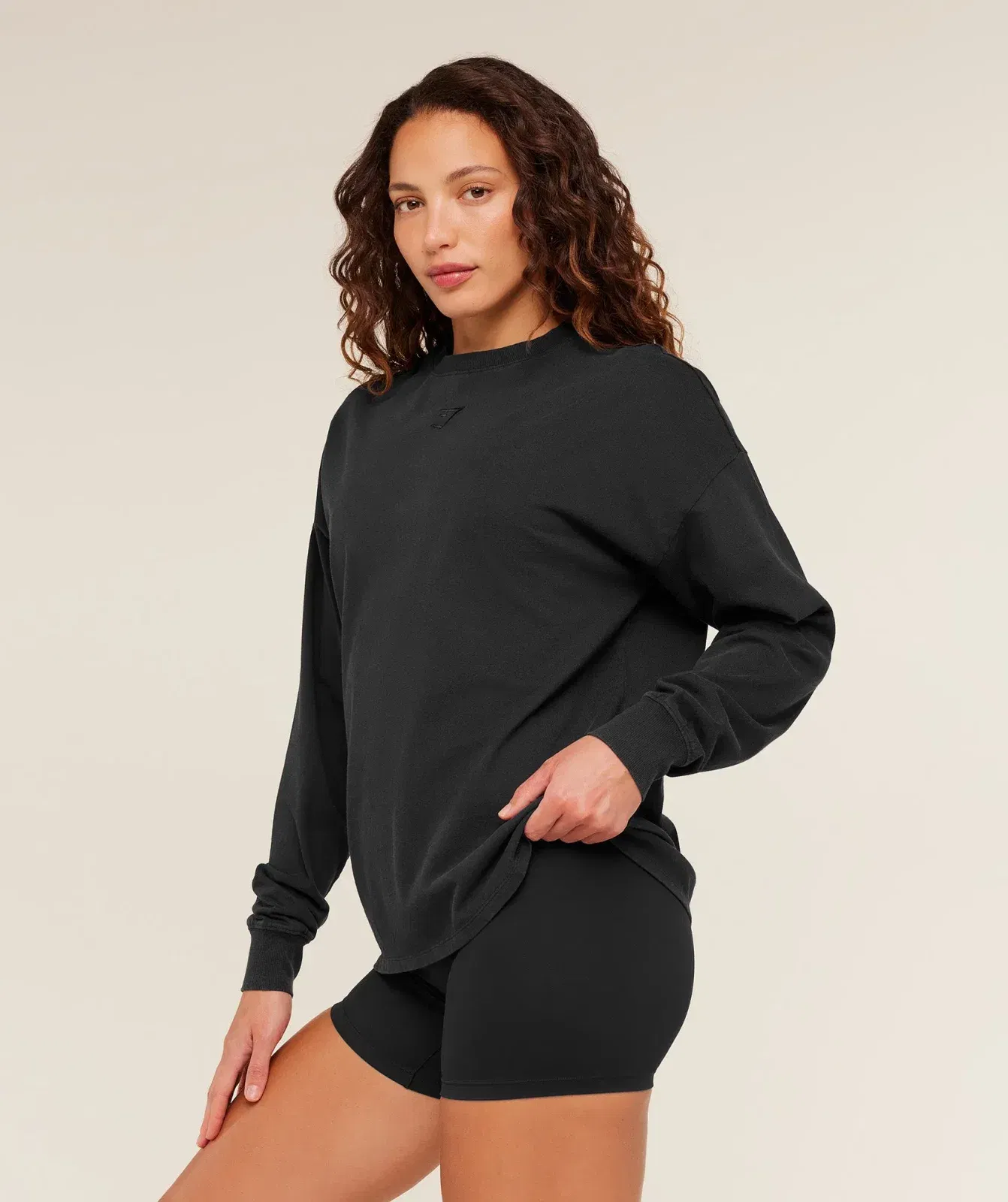 Gymshark Power Washed Long Sleeve Top - Black/Acid Wash