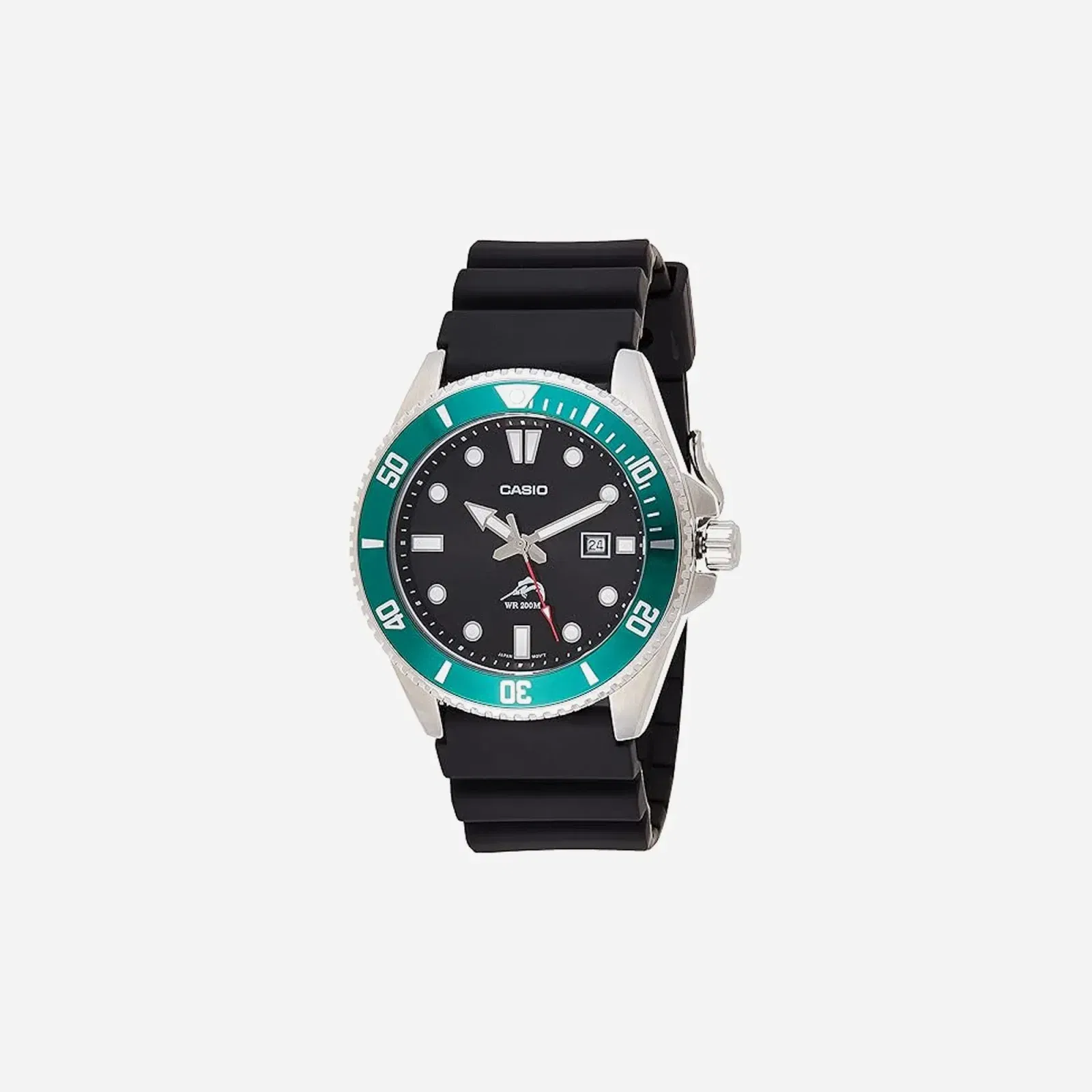 Casio MDV-106B-1A3VCF Series Black Dial Green Case Resin Band Analog Watch
