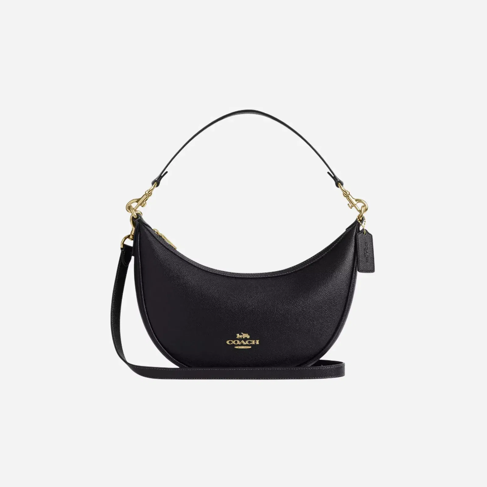 COACH Aria Shoulder Bag Crossgrain Leather/Gold/Black
