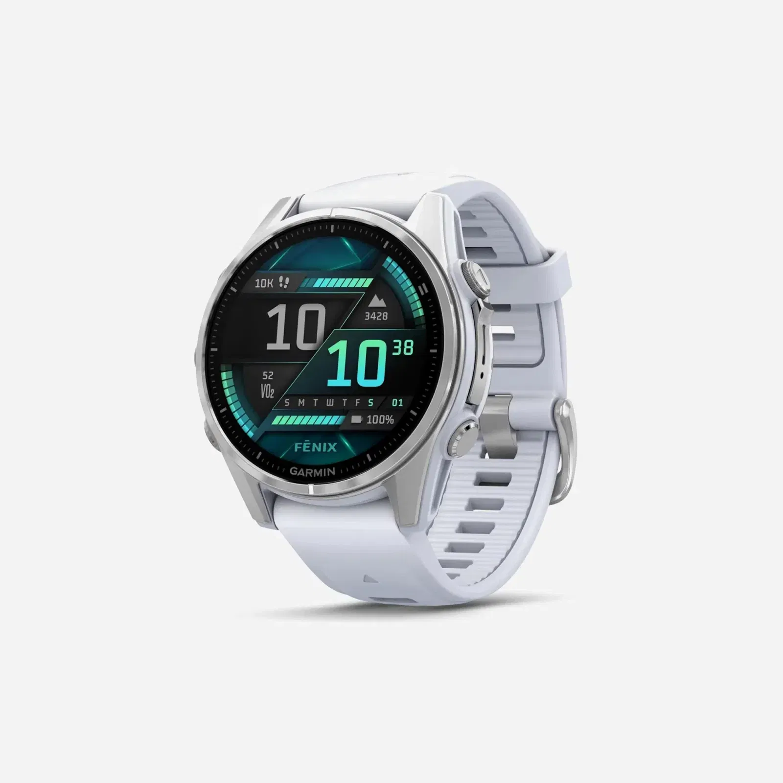 Garmin Fenix 8 - 43mm, Amoled, Premium Multisport GPS Smartwatch, Long-Lasting Battery Life, Dive-Rated, Built-in LED Flashlight, Silver with Whitestone Band
