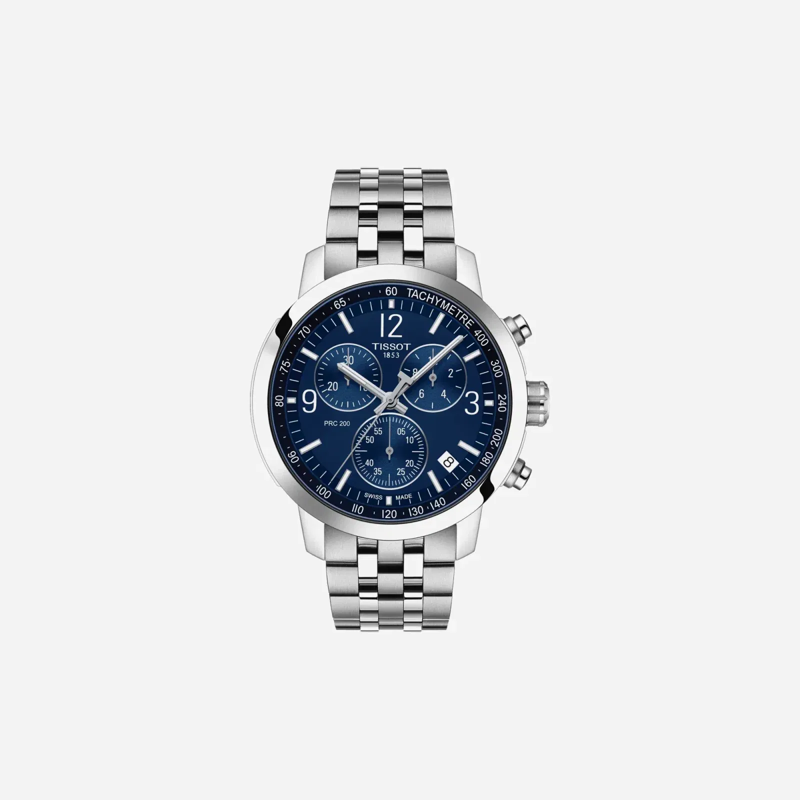Tissot PRC 200 Chronograph Blue Dial Silver Stainless Steel Strap Watch
