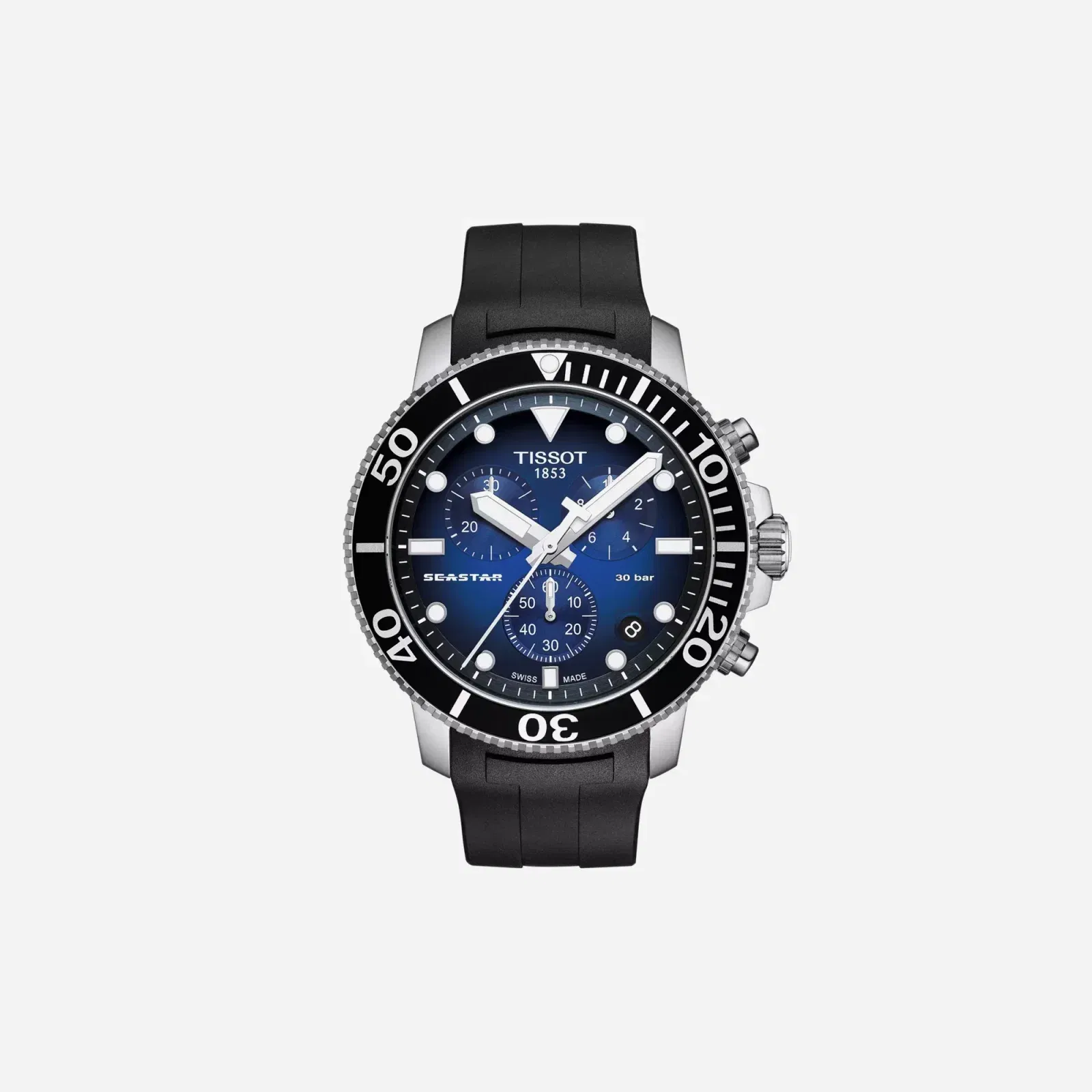 Tissot Seastar 1000 Chronograph Blue Dial Black Rubber Strap Watch