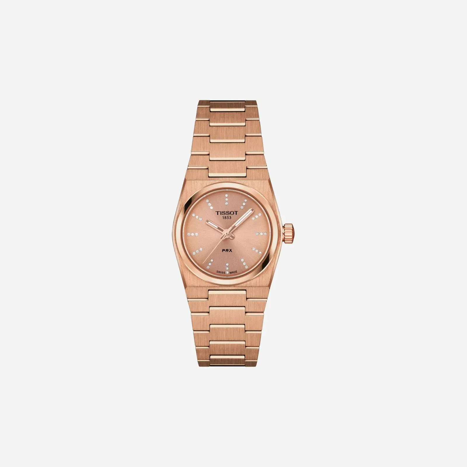 Tissot PRX 25mm Salmon Dial Rose Gold Stainless Steel Rose Gold PVD Strap Watch