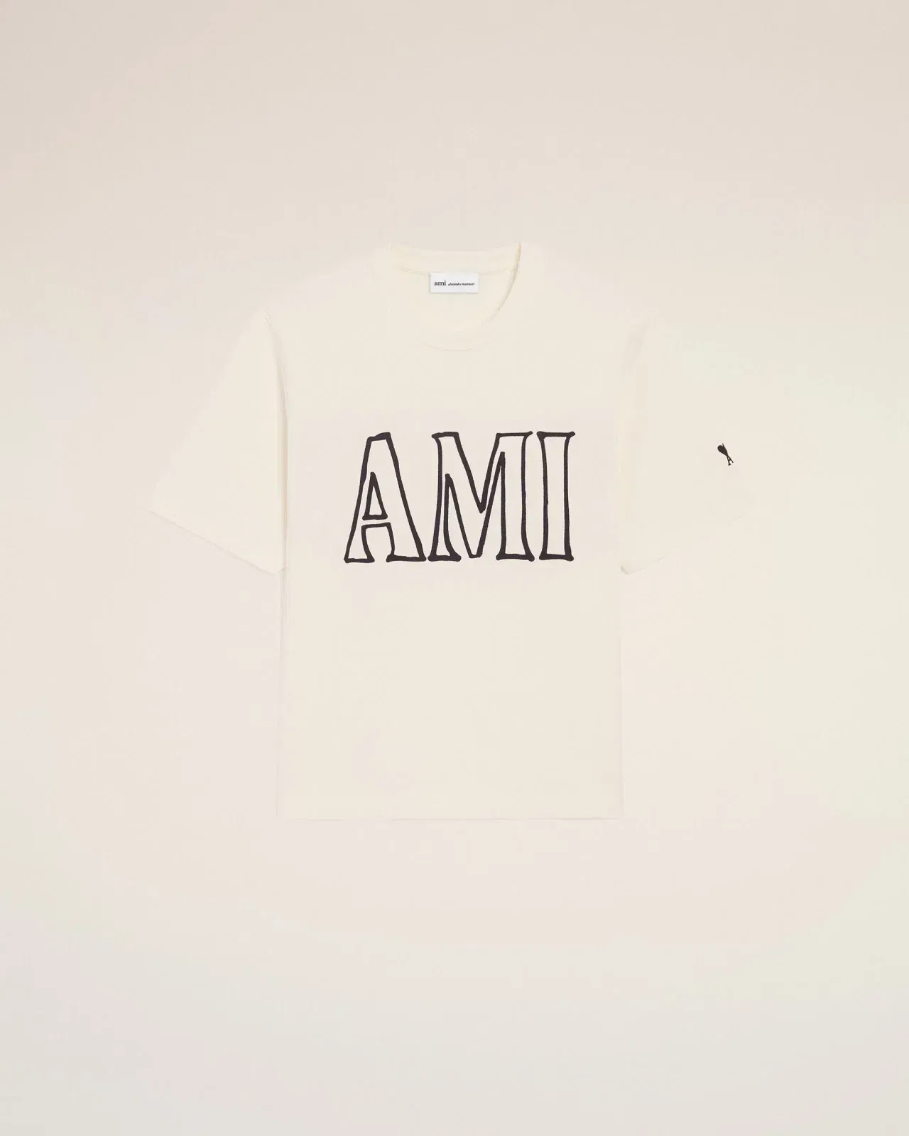 White Cotton Ami Paris Print T-Shirt
