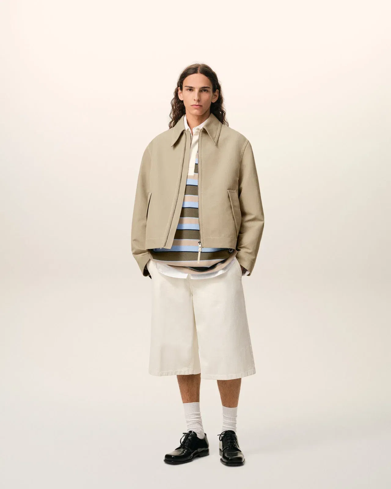 AmiParis Beige Cotton Zipped Jacket