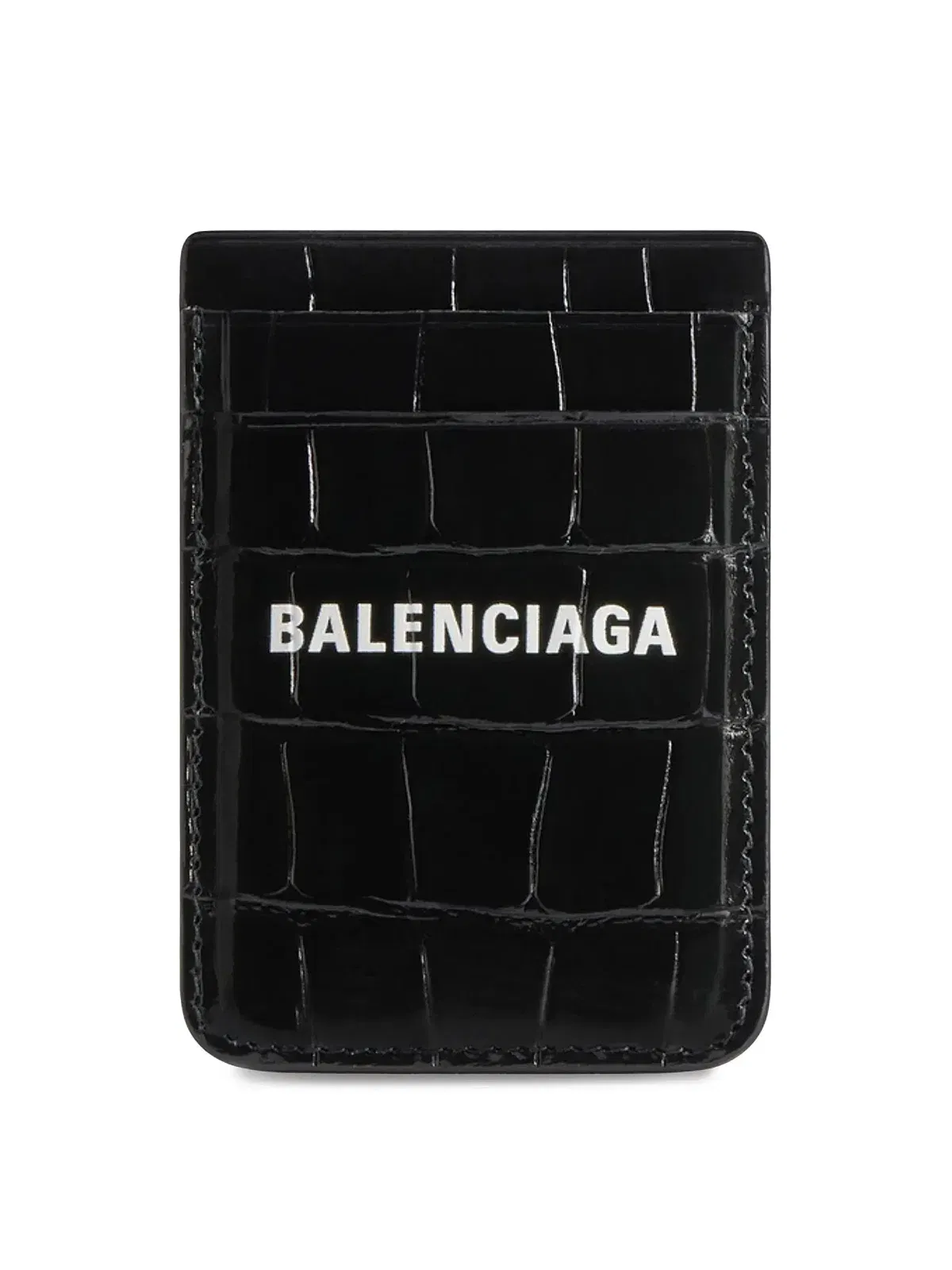 Balenciaga Crocodile Embossed Cash Magnet Card Holder