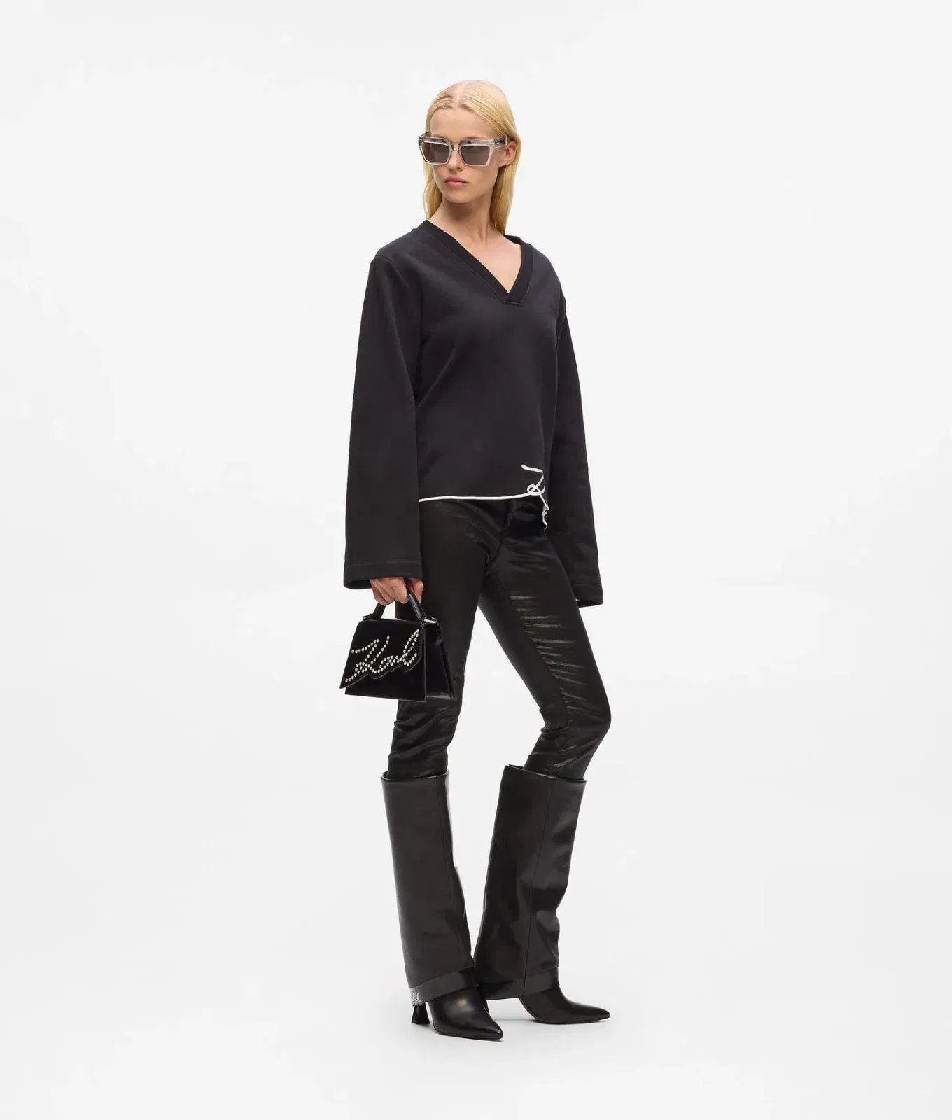 Karl Lagerfeld Ksignature Small Studded Crossbody Bag Black