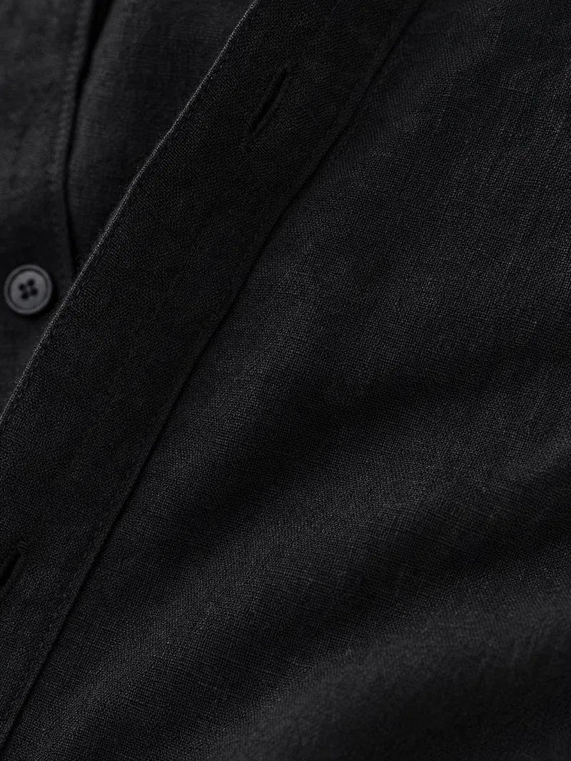 Viremont Premium Linen Shirt - Obsidian Black