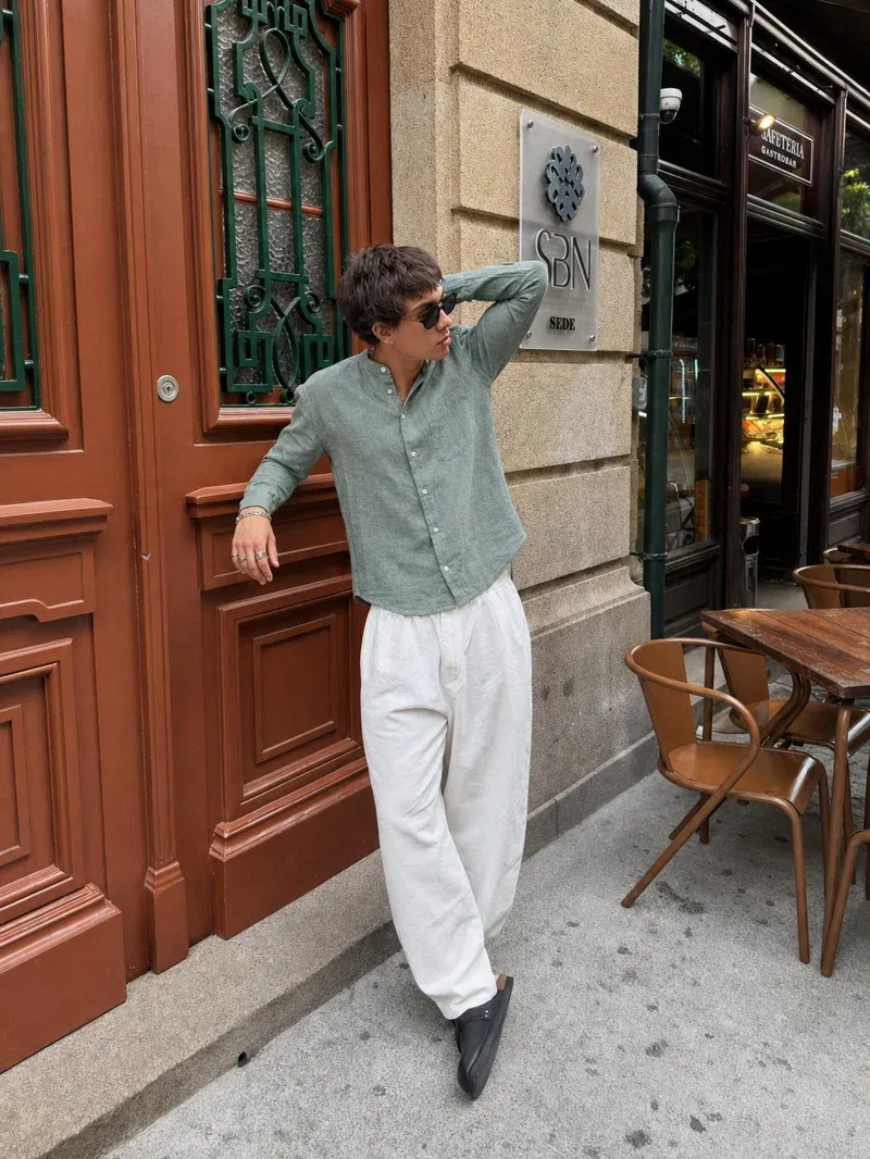 Viremont Premium Linen Shirt - Sage Verdant