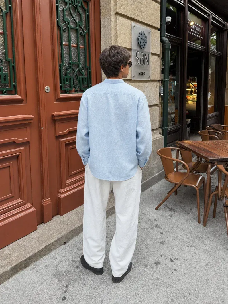 Viremont Premium Linen Shirt - Sky Mist