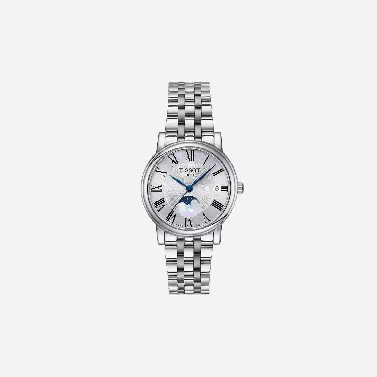 Tissot Carson Premium Lady Moonphase Leaf Dial Silver Stainless Steel Watch